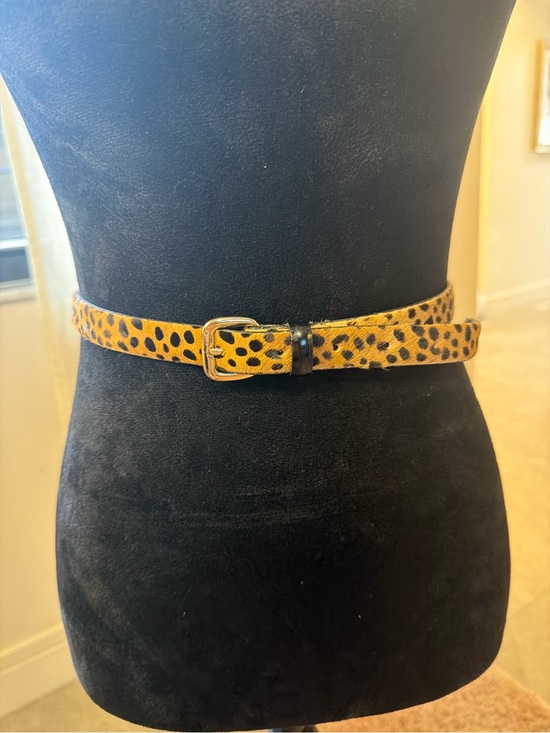 J.Crew Leopard Calf Hair Skinny Belt Animal Print Leather Belt 41.5 inches